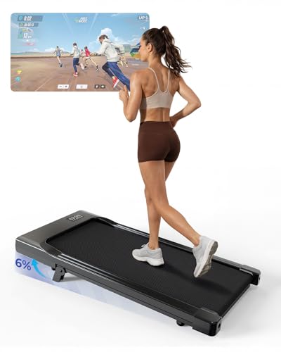 MJWW Walking Pad mit Steigung 6% Laufband für Zuhause & Büro 136 KG mit Smart App 6 km/h & 12 km/h Laufband Schreibtisch Leise 2.5 PS mit Schulungskurse und Multiplayer-Wettbewerbe