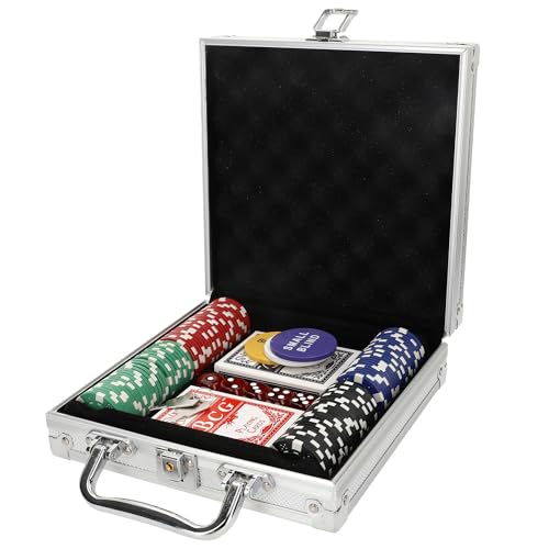 ColorBaby CB Games - Set póker, 100 fichas, 2 Barajas de Cartas, 5 Dados, Juegos de Mesa, Maletín con Llave, Juego para niños, Juguete Infantil, Regalo para Toda la Familia (39112)