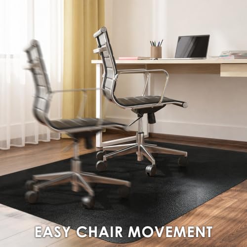 Image of Kuyal Chair mat for Hardwood Floor 46 x 72 inches Rectangle Floor Mats Wood /Tile Protection Mat for Office & Home, Black