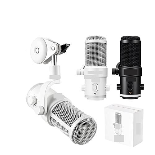 Microphone dynamique USB blanc doté d'un trépied stable pour podcast clair - 3