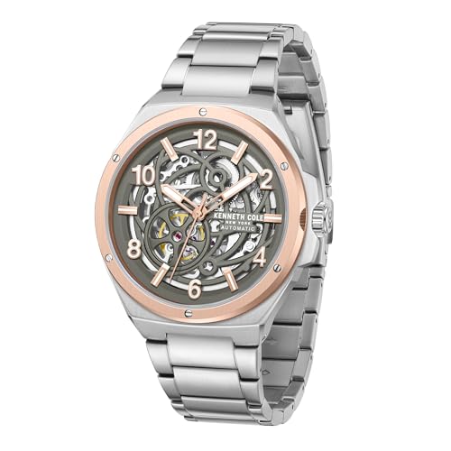 Image of Kenneth Cole Automatic Grey Dial Silver Stainless Steel Strap Watch for Men - KCWGY0046303MN