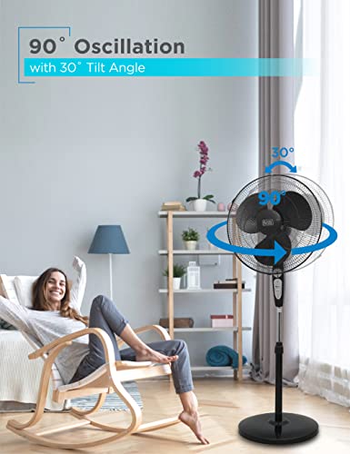 Image of BLACK+DECKER BFSR18B 18 in. Stand Fan with Remote Control, Black