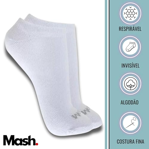 Kit 12 Pares Meias Sapatilha Invisível Mash Algodão ACT | 12 Brancas | 39-44 |