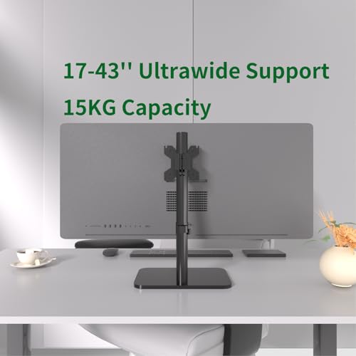 Image of Monitor Stand for 17-43 Inch Ultrawide Screens, 15KG Capacity Free-Standing Base 360 Rotation & Height Adjustable, VESA Mount for Gaming /Office, Black (BLACK)