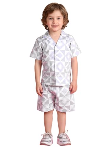 Image of POLKA TOTS 100% Cotton Co-Ord Set for Boys | Half Sleeve Shirt & Shorts Beach Outfit for Kids | Ultra-soft & Breathable Summer Clothes for Toddler & Baby Boy | Casual Dress & Printed Nightwear Set