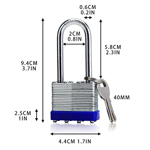 Image of 4 Pack Pad Locks with Same Key, Heavy Duty Keyed Alike Locks | Same Key Convenience 4 Locks Share Keys Durable Steel Body for Storage Gates Garages and Outdoor Use