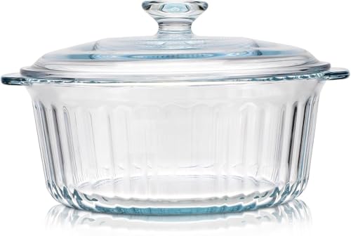 CGNWEEPS Round Glass Casserole Baking Dish With Lid, Borosilicate Glass, 2.4QT Glass Casserole Dish...