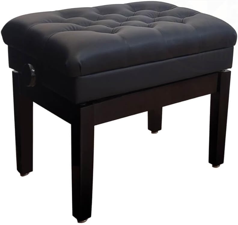 MODERNA 1C PE, Single Artist Pneumatic Adjustable Piano Bench, Polished Ebony Finish