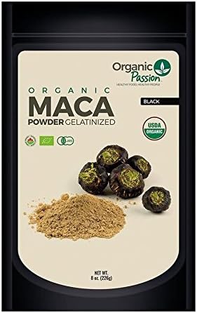Organic Black maca Powder Gelatinized 8 oz bag from Peru Non-Gmo Vegan Gluten-Free BY ORGANIC PASSION
