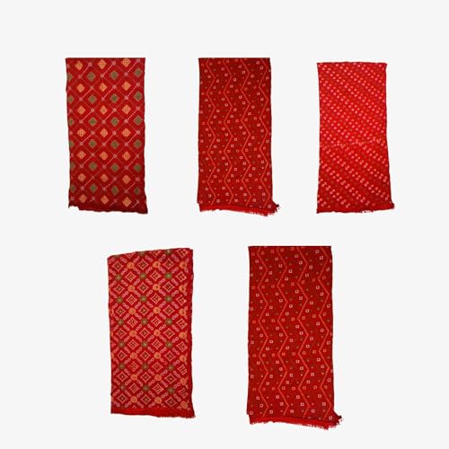 Image of Traditional Bandhani Red Chunni Dupatta for Women | Cotton, Bandhej Printed, Ethnic Festive & Casual Wear Stole, Length 2 mtr., Pack of 1