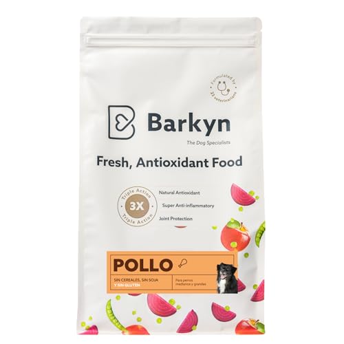 Barkyn - Pienso para Perros Adulto Razas Medianas y Grandes - Pollo - con Proteína Hidrolizada, Colágeno y Omega-3 - Comida Seca de Perro - 3 kg