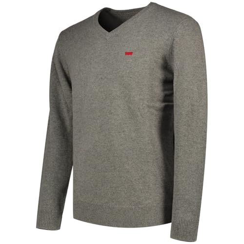 Levi's V Neck Hm Sweater Pullover, Mid Tone Grey Heathe, S Uomo - 3