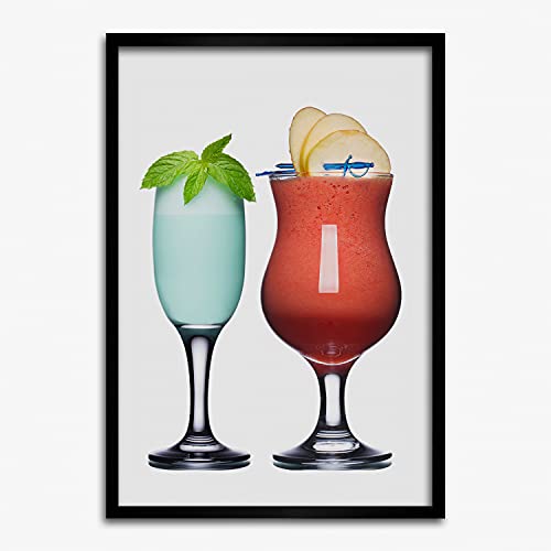Cadre en bois moderne Cocktails colorés Tulup 50x70 cm pour mur vide salon