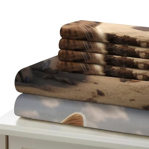 Housse de couette chaton anti-acariens en microfibre douce pour lit simple - 7