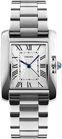 TONSHEN Orologio Donna Fashion In Acciaio Inossidabile - Cassa Rettangolare, Movimento Al Quarzo, Bracciale Regolabile - Colore Argento, Regalo Elegante - 2