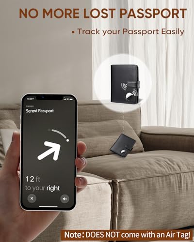 Image of Passport Holder for Travel with AirTag Holder- Leather RFID Blocking Travel accessories with 5 Cards Slot&1ID Window,Magnetic Closure,Gift Box(Air Tag Not Included)