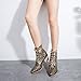 Womens Serpentine Leather Ankle Boots - Fashion Pointed Toe Lace Up Chunky Thick High Heel Short Booties Trendy Casual Outdoor Ladies Shoes