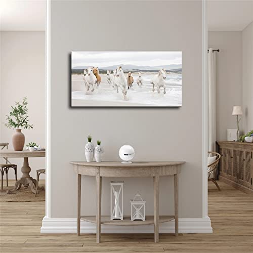 Animal Horse Running On The Beach Poster Wall Art For Office Living Room, Bedroom Decor - High Definition Canvas Prints - Posters And Prints For Home Decor (Framed,24×36Inch) #TOP1