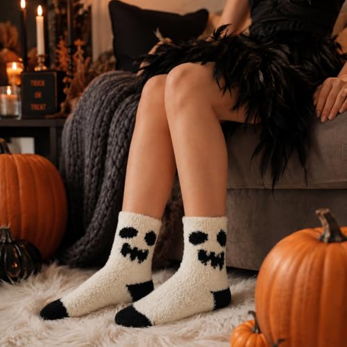 Image of Toes Home Fuzzy Socks for Women, 6 Pairs Cozy Winter Fluffy Slipper Socks