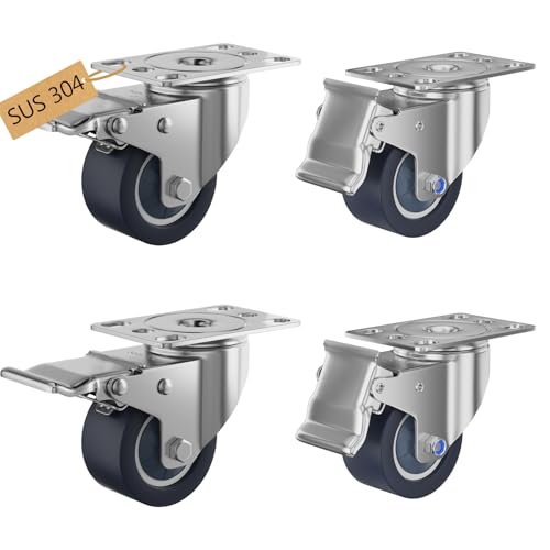 TESUMI 2" Inch Stainless Steel Caster Wheels Maintenance-Free SUS 304