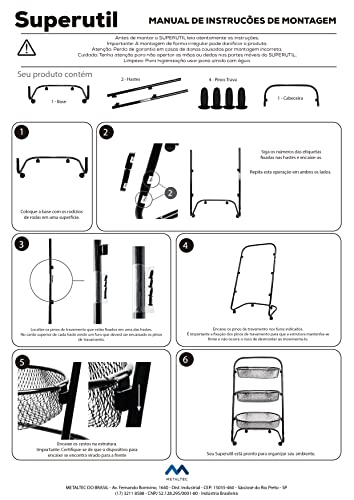 Fruteira Cozinha Chao Desmontavel Resistente Preto Metaltec