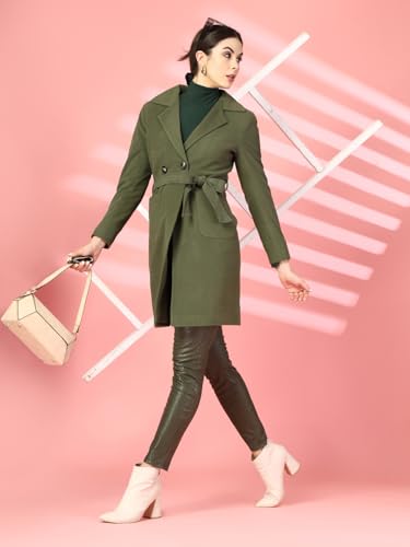 Image of CHKOKKO Women Classic Long Winter Coat Double Breasted | Knee Length Design with a Sophisticated Spread Collar and Convenient Front Pockets for All Occasions