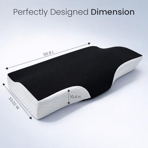 Image of Sleepsia Cervical Pillow for Neck Pain & Shoulder Pain Relief | 1-Year Warranty| Orthopedic Memory Foam Pillow, pondylitis-Ortho Neck Support Medical Pillow (Black /White Pack1 (Gel Infused)