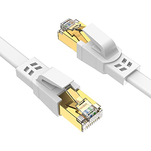 Ercielook Kabel Lan 10 m, kabel sieciowy Cat8 o dużej prędkości, do użytku wewnątrz i na zewnątrz, 40 Gbit/s, 2000 MHz z pozłacaną wtyczką RJ45, odporny na warunki atmosferyczne, odporny na działanie