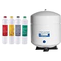 Watts Premier WP531160 RO Pure Plus Reverse Osmosis Water Filter Replacement Kit (4 Pack) and APEC Water Systems Tank-4 4 Gallon Residential Pre-Pressurized Reverse Osmosis Water Storage Tank