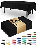 Pureegg Plastic Table Cloth Disposable 6 Pack, 54 x 108 Inch Table Cloths, Halloween Party Decorations, Summerween Decor, Halloween Tablecloths, Rectangle, Plastic Cover, Waterproof, Black