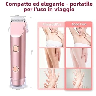 Carehabi 2 in 1 Rasoio Elettrico Donna & Bikini Trimmer - IPX7 Impermeabile, Rasoio Zona Intima Donna Indolore, Depilatore Viso, USB Ricaricabile per Corpo, Inguine, Ascelle & Gambe