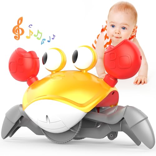 Image of Yeaye Crawling Crab Baby Toys Infant - Tummy Time Toy Gifts for 3 4 5 6 7 8 9 10 11 12 Boy Girl with Learning Crawl System Music for 0-6 6-12 12-18 36 Months Walking Toddler Birthday Gift(Orange)