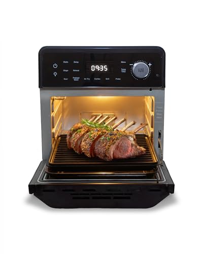 Nuwave 2026 Air Fryer Oven & Grill Comb, Plug-in Powered Grill Plate for True Char Flavor & Marks, 2-Layer Glass Door, Cooler Exterior, 150 Presets, Temp Probe, 500°F, Stainless Steel, 700/1500/1800W
