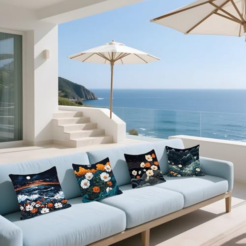 Housse coussin 50x50cm impression recto verso motif rétro mer super doux - 3