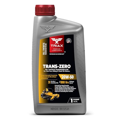 TRIAX Trans Zero 20W-50 Aceite de transmisión hidrostático, totalmente sintético para cortadoras de césped de Giro Cero (1 cuarto)