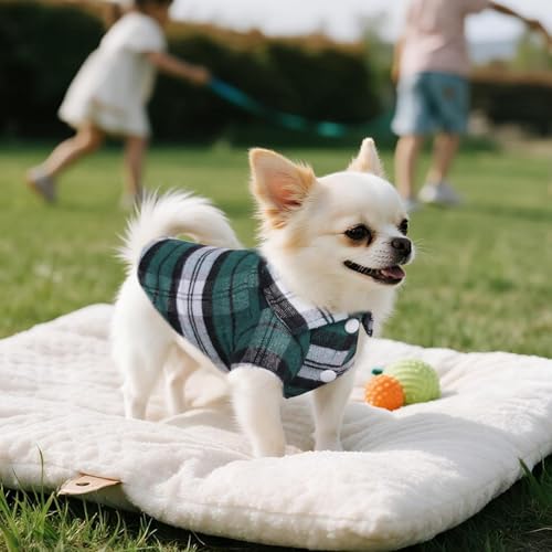 3 Pcs Dog Clothes Plaid Shirt Puppy Clothes Button Up Cat Shirt for Small Pet Dogs Cat Christmas Costume (Small) - Image 6