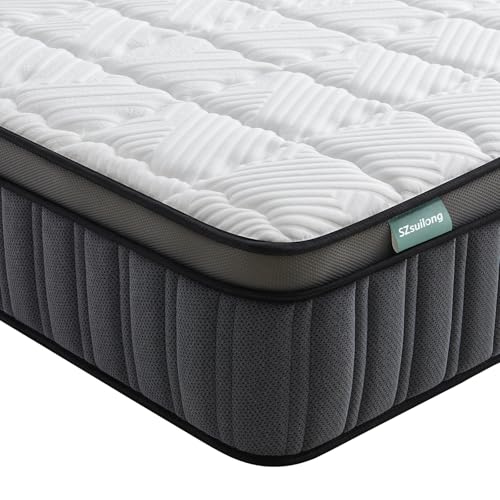 SZsuilong Materasso 200 x 200 H3 altezza 25 cm, materasso a molle a 7 zone, certificato Öko-Tex, materasso ortopedico a molle insacchettate con schiuma 100 notti di prova