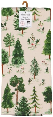 Image of Now Designs by Danica Kitchen Cloth Towel, Cotton, Woodland Print, 18 x 28in, Green, Brown, Gray