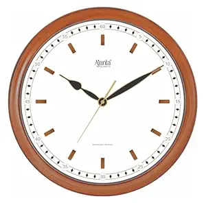 Ajanta Plastic Real Silent Sweep Movement Designer Analog Wall Clock (33X4X33 Cm) (Print), Brown
