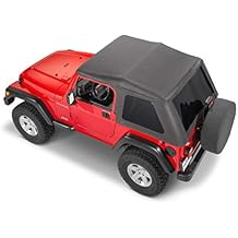 MasterTop SkyMaster Complete Fastback Soft Top in Black Diamond Vinyl|Works or is compatible with 1997-2006 Jeep TJ Wrangler|Includes all hardware and Fabric for a complete install|15501235