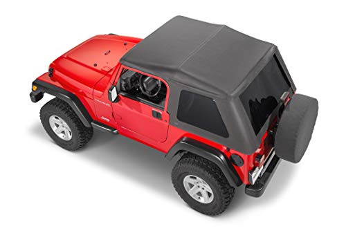 MasterTop SkyMaster Complete Fastback Soft Top in Black Diamond Vinyl|Works or is compatible with 1997-2006 Jeep TJ Wrangler|Includes all hardware and Fabric for a complete install|15501235