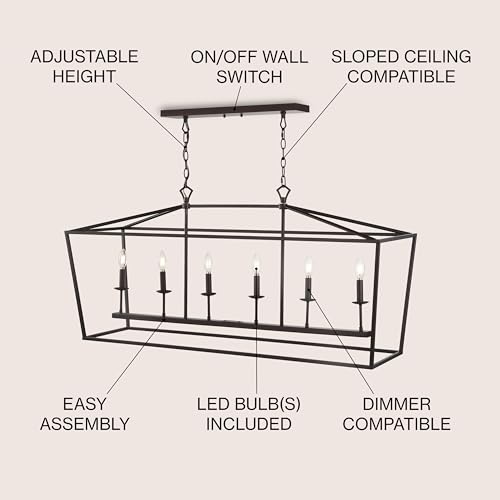 Image of JONATHAN Y Pagoda 6-Light Pendant 49 inch Cage, Oil Rubbed Bronze