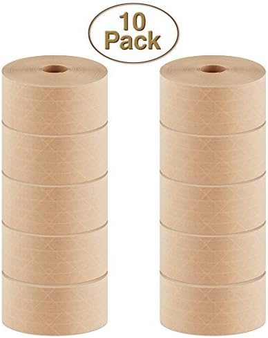 Crowell Reinforced Gummed Kraft Paper Tape by Intertape, Super Seal Natural 70mm (2.75 inches) x 450 Feet Roll, 10 Pack Case, for Commercial Box Packaging and Sealing Commercial Quality #233
