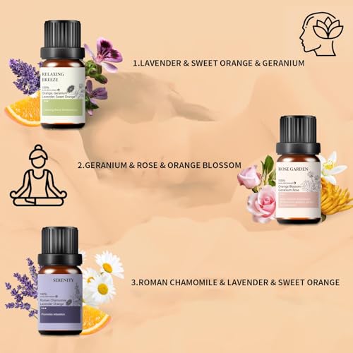 Ätherische Öle Set für Entspannung & Wohlbefinden – 6x10ml ätherische Öle naturrein für Diffuser, Duftöl & Aromaöl – Duftöle für Diffuser, Kerzen & Seifen, Aromatherapie Öle Geschenk