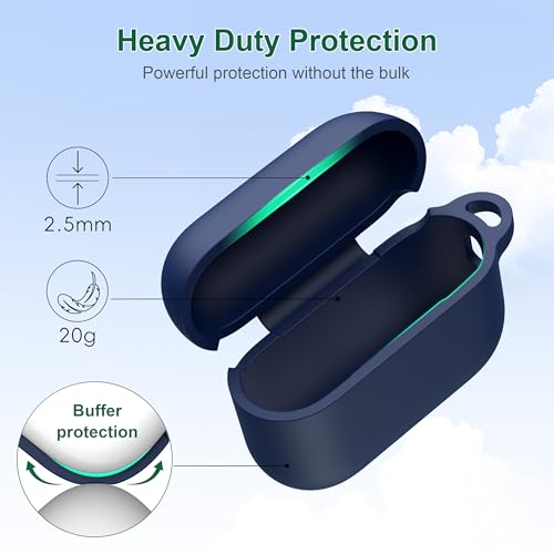 Image of R-fun for AirPods Pro 3rd Generation Case with Cleaner Kit, Soft Silicone Protective Case Cover for Apple AirPod Pro 3 for Women Men, AirPods Pro Case Accessories with Keychain, Midnight Blue