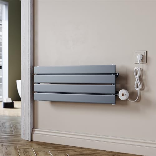 SUNXURY Badheizkörper Elektrischer Paneelheizkörper Anthrazit 300x800mm Mit Programmierbare Thermostate für Handtuchwärmer Handtuchheizkörper Elektrisch mit Timerfunktion und Temperaturregler