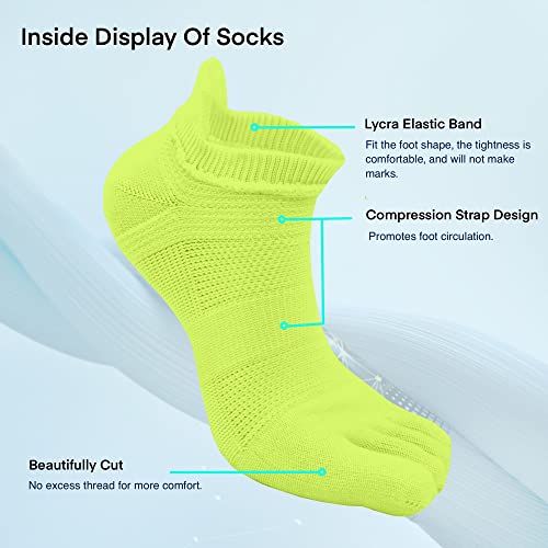 Jdq Toe Socks For Men Women, Running Five Finger Crew Socks, Yoga Socks, Athletic Low Cut Socks, No Show Soft Comfortable Breathable 2 Pairs(Green)-M #TOP2