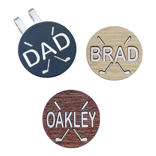 Golf Ball Marker and Magnetic Hat Clip Custom Engraved Personalized Real Wood Golfer Markers Accessory