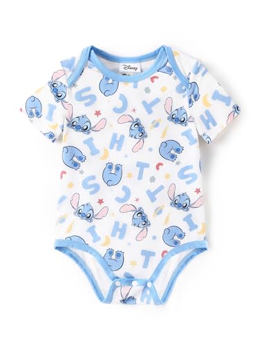 Disney Stitch Baby Boys Girls Snap Romper Short Sleeve Clothes Outfits for Newborn Infant Blue 3-6 Months