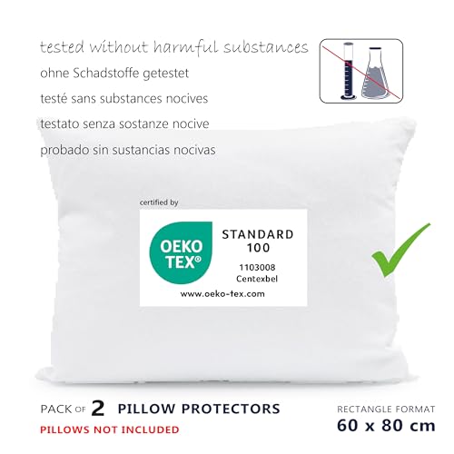 Twillie Pillow Protector 60 x 80 cm Waterproof and Breathable (Pack of 2) Oeko-Tex® Certified, Aegis® Hypoallergenic - Image 2